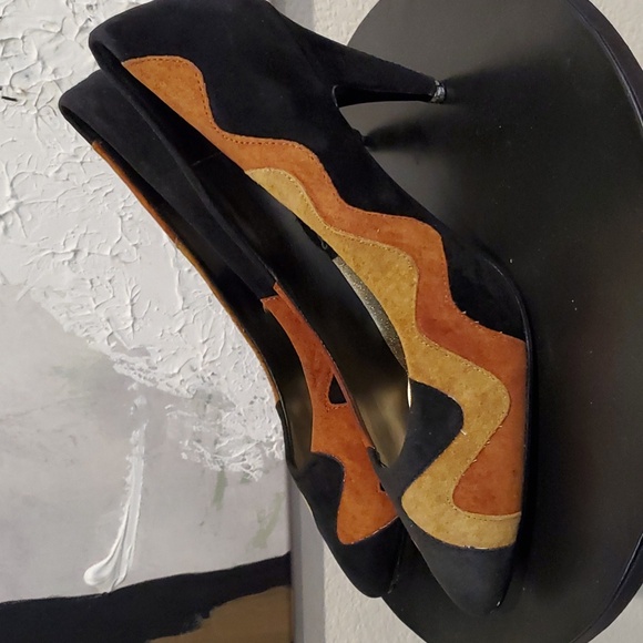 Vintage Rush Hour Express Wave Suede Leather Pumps 10 - Picture 4 of 9